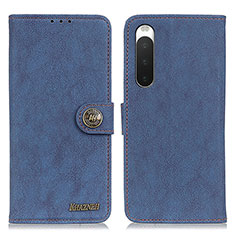 Custodia Portafoglio In Pelle Cover con Supporto A01D per Sony Xperia 10 IV Blu