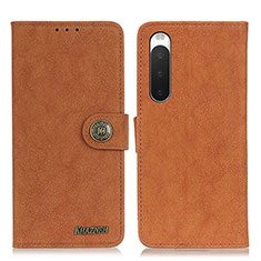 Custodia Portafoglio In Pelle Cover con Supporto A01D per Sony Xperia 10 IV SO-52C Marrone