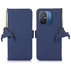 Custodia Portafoglio In Pelle Cover con Supporto A01D per Xiaomi Redmi 12C 4G Blu