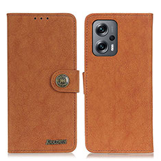 Custodia Portafoglio In Pelle Cover con Supporto A01D per Xiaomi Redmi Note 12 Turbo 5G Marrone