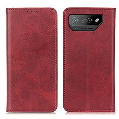 Custodia Portafoglio In Pelle Cover con Supporto A02D per Asus ROG Phone 7 Pro Rosso