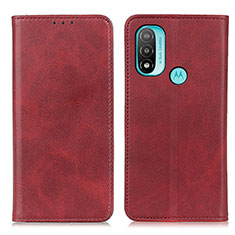 Custodia Portafoglio In Pelle Cover con Supporto A02D per Motorola Moto E20 Rosso