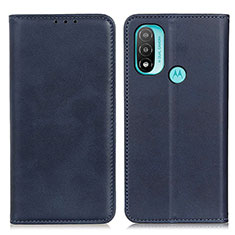 Custodia Portafoglio In Pelle Cover con Supporto A02D per Motorola Moto E30 Blu