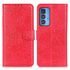 Custodia Portafoglio In Pelle Cover con Supporto A02D per Motorola Moto Edge S Pro 5G Rosso