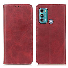 Custodia Portafoglio In Pelle Cover con Supporto A02D per Motorola Moto G60 Rosso