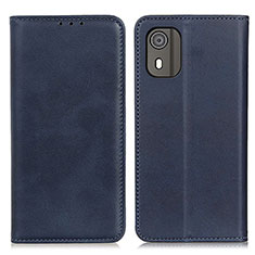 Custodia Portafoglio In Pelle Cover con Supporto A02D per Nokia C02 Blu