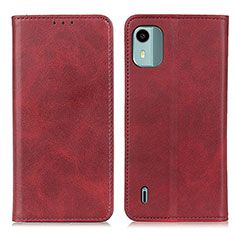 Custodia Portafoglio In Pelle Cover con Supporto A02D per Nokia C12 Plus Rosso