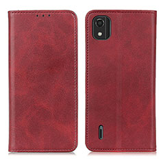 Custodia Portafoglio In Pelle Cover con Supporto A02D per Nokia C2 2nd Edition Rosso