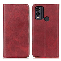 Custodia Portafoglio In Pelle Cover con Supporto A02D per Nokia C22 Rosso