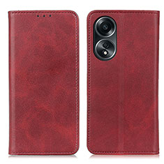 Custodia Portafoglio In Pelle Cover con Supporto A02D per Oppo A78 4G Rosso