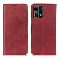 Custodia Portafoglio In Pelle Cover con Supporto A02D per Oppo F21 Pro 4G Rosso