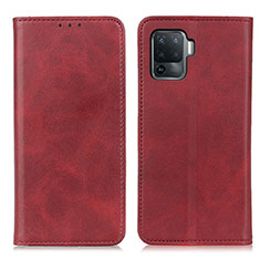 Custodia Portafoglio In Pelle Cover con Supporto A02D per Oppo Reno5 Lite Rosso