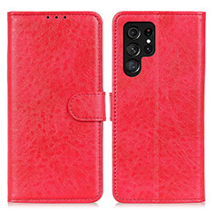 Custodia Portafoglio In Pelle Cover con Supporto A02D per Samsung Galaxy S21 Ultra 5G Rosso