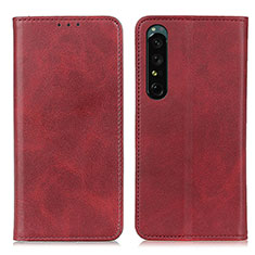 Custodia Portafoglio In Pelle Cover con Supporto A02D per Sony Xperia 1 IV Rosso