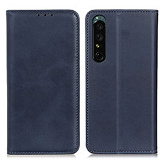 Custodia Portafoglio In Pelle Cover con Supporto A02D per Sony Xperia 1 IV SO-51C Blu