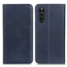 Custodia Portafoglio In Pelle Cover con Supporto A02D per Sony Xperia 10 III Lite Blu