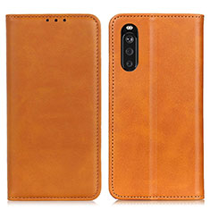 Custodia Portafoglio In Pelle Cover con Supporto A02D per Sony Xperia 10 III Lite Marrone Chiaro