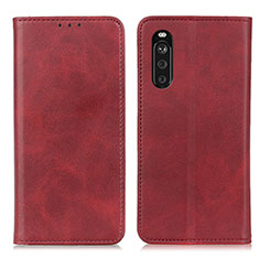 Custodia Portafoglio In Pelle Cover con Supporto A02D per Sony Xperia 10 III Lite Rosso