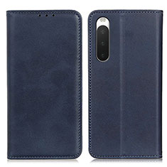 Custodia Portafoglio In Pelle Cover con Supporto A02D per Sony Xperia 10 IV SO-52C Blu