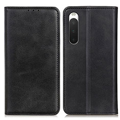 Custodia Portafoglio In Pelle Cover con Supporto A02D per Sony Xperia 10 IV SOG07 Nero