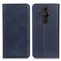 Custodia Portafoglio In Pelle Cover con Supporto A02D per Sony Xperia PRO-I Blu