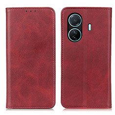 Custodia Portafoglio In Pelle Cover con Supporto A02D per Vivo iQOO Z6 Pro 5G Rosso