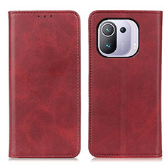 Custodia Portafoglio In Pelle Cover con Supporto A02D per Xiaomi Mi 11 Pro 5G Rosso