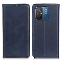 Custodia Portafoglio In Pelle Cover con Supporto A02D per Xiaomi Poco C55 Blu
