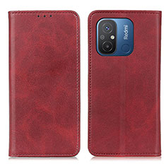 Custodia Portafoglio In Pelle Cover con Supporto A02D per Xiaomi Redmi 12C 4G Rosso