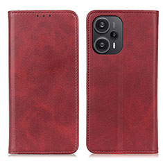 Custodia Portafoglio In Pelle Cover con Supporto A02D per Xiaomi Redmi Note 12 Turbo 5G Rosso