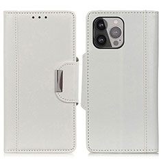 Custodia Portafoglio In Pelle Cover con Supporto A03 per Apple iPhone 13 Pro Bianco