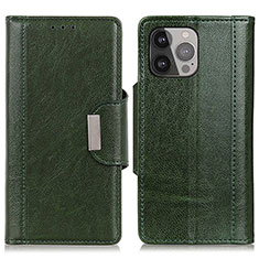 Custodia Portafoglio In Pelle Cover con Supporto A03 per Apple iPhone 14 Pro Verde