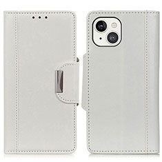 Custodia Portafoglio In Pelle Cover con Supporto A03 per Apple iPhone 15 Bianco