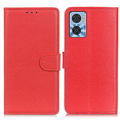 Custodia Portafoglio In Pelle Cover con Supporto A03D per Motorola Moto E22 Rosso