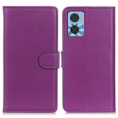 Custodia Portafoglio In Pelle Cover con Supporto A03D per Motorola Moto E22 Viola