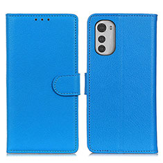 Custodia Portafoglio In Pelle Cover con Supporto A03D per Motorola Moto E32s Cielo Blu