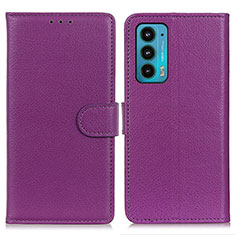 Custodia Portafoglio In Pelle Cover con Supporto A03D per Motorola Moto Edge 20 5G Viola