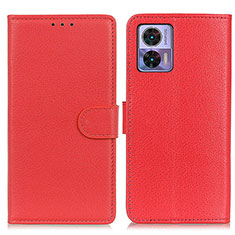 Custodia Portafoglio In Pelle Cover con Supporto A03D per Motorola Moto Edge 30 Lite 5G Rosso