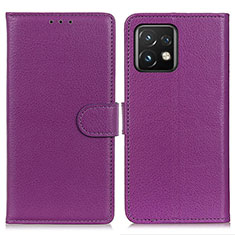 Custodia Portafoglio In Pelle Cover con Supporto A03D per Motorola Moto Edge 40 Pro 5G Viola