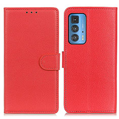 Custodia Portafoglio In Pelle Cover con Supporto A03D per Motorola Moto Edge S Pro 5G Rosso