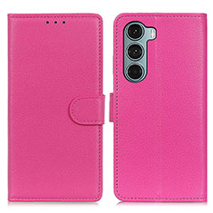 Custodia Portafoglio In Pelle Cover con Supporto A03D per Motorola Moto Edge S30 5G Rosa Caldo