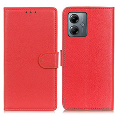 Custodia Portafoglio In Pelle Cover con Supporto A03D per Motorola Moto G14 Rosso
