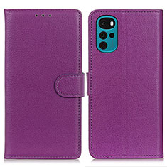 Custodia Portafoglio In Pelle Cover con Supporto A03D per Motorola Moto G22 Viola