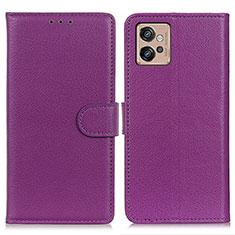 Custodia Portafoglio In Pelle Cover con Supporto A03D per Motorola Moto G32 Viola