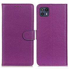 Custodia Portafoglio In Pelle Cover con Supporto A03D per Motorola Moto G50 5G Viola