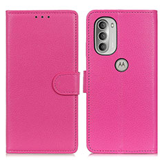 Custodia Portafoglio In Pelle Cover con Supporto A03D per Motorola Moto G51 5G Rosa Caldo