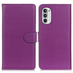 Custodia Portafoglio In Pelle Cover con Supporto A03D per Motorola MOTO G52 Viola