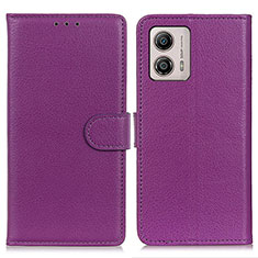 Custodia Portafoglio In Pelle Cover con Supporto A03D per Motorola Moto G53 5G Viola