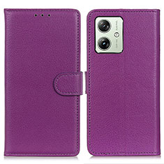 Custodia Portafoglio In Pelle Cover con Supporto A03D per Motorola Moto G54 5G Viola