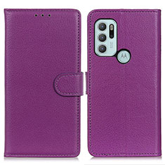 Custodia Portafoglio In Pelle Cover con Supporto A03D per Motorola Moto G60s Viola